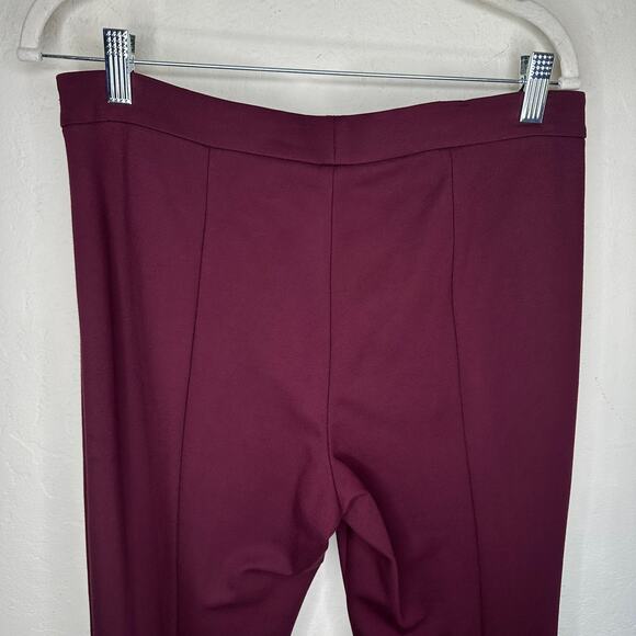 Vince Tapered Stove Pipe Pintuck Seamed Burgundy Ponte Knit Pants Trousers 10 - Picture 11 of 15